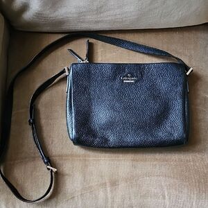 Kate Spade Bag Leather Black 3 Compartments 2 Zip Goldtone Hardware